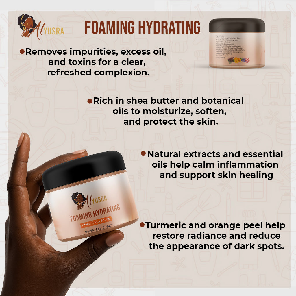 Foaming Hydrating Black Soap Scrub Brightening